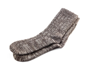 A pair of wool socks. Close up. Isolated on a white background