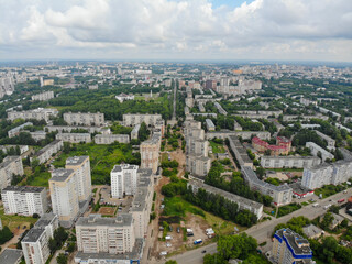 Fototapeta na wymiar Aerial view of the unfinished street Surikov (Kirov, Russia)