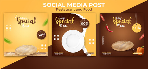 set editable social media post. food instagram post template
