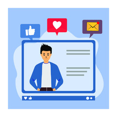 a man and various icons on it