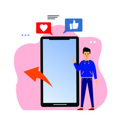 smartphone and a man next to it