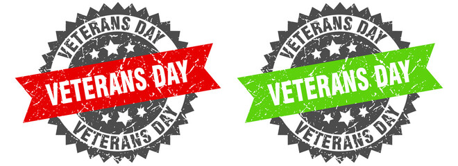 Obraz premium veterans day band sign. veterans day grunge stamp set