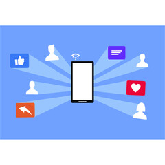 smartphone in the middle of various icons