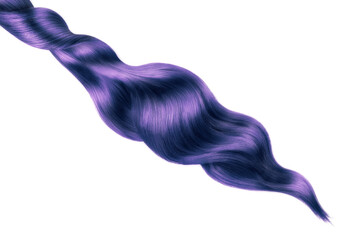 Purple shiny hair on white background, isolated