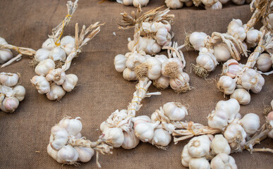 Bunch of garlic bulbs at the bazaar