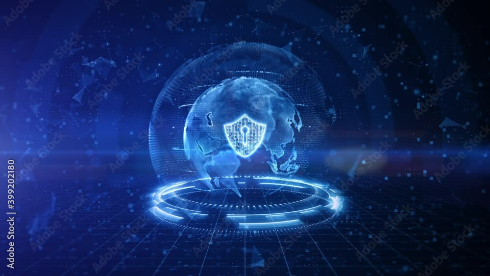 Poster shield icon of cyber security digital data, digital data network protection, global network 5g high-