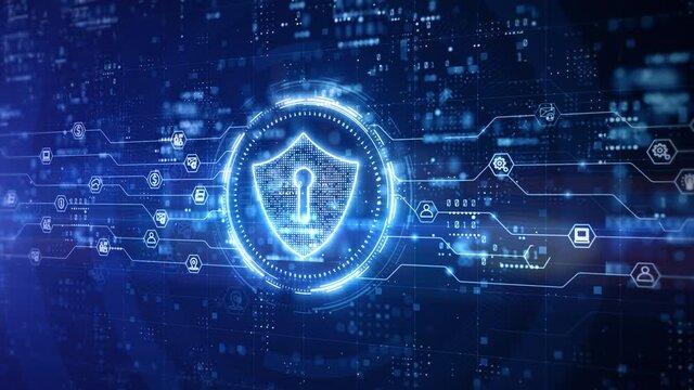 Shield Icon of Cyber Security Digital Data, Technology Global Network Digital Data Protection, Future Background Concept