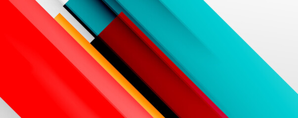 Geometric abstract backgrounds with shadow lines, modern forms, rectangles, squares and fluid gradients. Bright colorful stripes cool backdrops