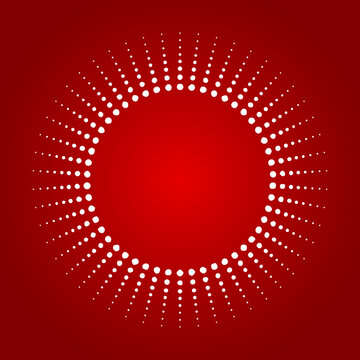 Light Rays Frame With Dots. Red Shine Burst Background. Radiant Spark.