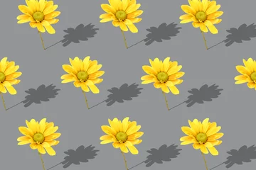 Foto op Aluminium Flower blossom pattern on gray background. © Татьяна Максимова