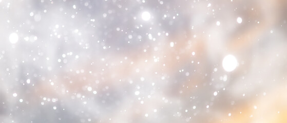 blue snowfall bokeh background, abstract snowflake background on blurred abstract blue