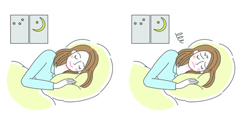 不眠症の女性のイラスト
