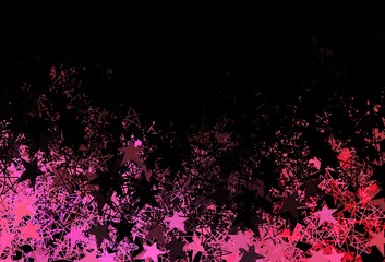 Dark Pink vector pattern with christmas snowflakes, stars.