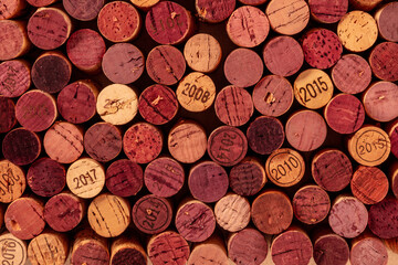 Wine corks background texture, top shot