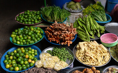 Different types of vegetables originating from market. Pattani, Thailand, Asia