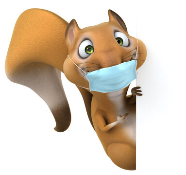 Fun 3D cartoon squirrel with a mask
