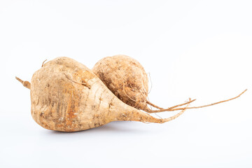 Fresh jicama on white background