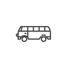 Mini bus line icon. linear style sign for mobile concept and web design. Mini van bus outline vector icon. Symbol, logo illustration. Vector graphics