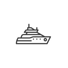 Cruise ship boat line icon. linear style sign for mobile concept and web design. Yacht ship outline vector icon. Symbol, logo illustration. Vector graphics