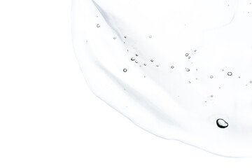 Transparent gel texture on a white background.