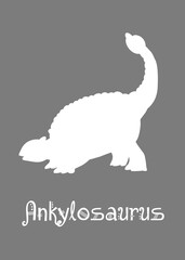 Ankylosaurus Dinosaur design vector illustration. gray dinosaur, gray kids dinosaur name prints, boys bedroom wall art, dino room, children's posters.