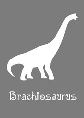 Brachiosaurus Dinosaur design vector illustration. gray dinosaur, gray kids dinosaur name prints, boys bedroom wall art, dino room, children's posters.