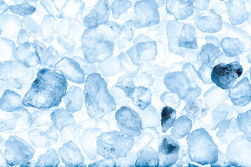 Sea salt crystals on a white background. Tinted blue.