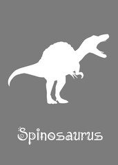Spinosaurus Dinosaur design vector illustration. gray dinosaur, gray kids dinosaur name prints, boys bedroom wall art, dino room, children's posters.