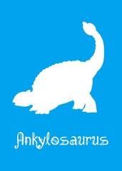 Ankylosaurus Dinosaur design vector illustration. animal silhouette, blue dinosaur, blue kids dinosaur name prints, boys bedroom wall art, dino room, children's posters.