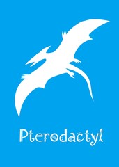 Pterodactyl Dinosaur design vector illustration. animal silhouette, blue dinosaur, blue kids dinosaur name prints, boys bedroom wall art, dino room, children's posters.