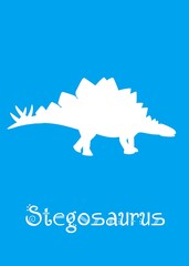 Stegosaurus Dinosaur design vector illustration. animal silhouette, blue dinosaur, blue kids dinosaur name prints, boys bedroom wall art, dino room, children's posters.