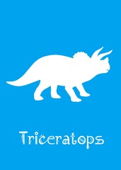 Triceratops Dinosaur design vector illustration. animal silhouette, blue dinosaur, blue kids dinosaur name prints, boys bedroom wall art, dino room, children's posters.