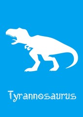 Tyrannosaurus Dinosaur design vector illustration. animal silhouette, blue dinosaur, blue kids dinosaur name prints, boys bedroom wall art, dino room, children's posters.