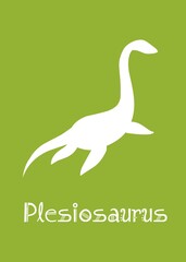 Plesiosaurus Dinosaur design vector illustration. animal silhouette, green dinosaur, green kids dinosaur name prints, boys bedroom wall art, dino room, children's posters.