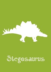 Stegosaurus Dinosaur design vector illustration. animal silhouette, green dinosaur, green kids dinosaur name prints, boys bedroom wall art, dino room, children's posters.
