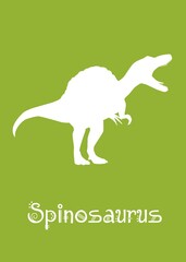 Spinosaurus Dinosaur design vector illustration. animal silhouette, green dinosaur, green kids dinosaur name prints, boys bedroom wall art, dino room, children's posters.