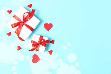 Beautiful Valentine's Day background with place to insert text and golden bokeh