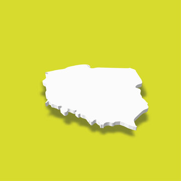 Fototapeta Poland - white 3D silhouette map of country area with dropped shadow on green background. Simple flat vector illustration