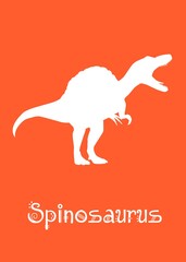 Spinosaurus Dinosaur design vector illustration. animal silhouette, orange dinosaur, orange kids dinosaur name prints, boys bedroom wall art, dino room, children's posters.