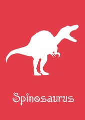 Spinosaurus Dinosaur design vector illustration. animal silhouette, red dinosaur, red kids dinosaur name prints, boys bedroom wall art, dino room, children's posters.