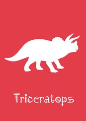 Triceratops Dinosaur design vector illustration. animal silhouette, red dinosaur, red kids dinosaur name prints, boys bedroom wall art, dino room, children's posters. © Yahya Art