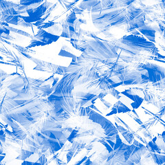 Obraz premium Vintage seamless watercolor pattern of plants, Herbs, flowers, autumn leaves . blue, black, white watercolor. Abstract paint splash. Branch of spruce, pine, cedar. Frosty window. Snowy forest.