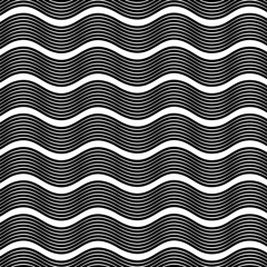 Wavy lines. seamless texture with white rolling lines on black background. Vector illustration. Marine wallpaper. Sea backdrop