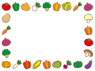 手描き風の野菜フレーム Vegetable background