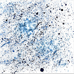 Blue splashes on white background. Abstract hand painted watercolor illustration