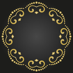 Elegant vintage vector round golden ornament in classic style. Abstract traditional golden pattern with oriental elements. Classic vintage pattern