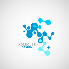 Abstract blue molecules on white background. Vector logo design elements