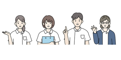 看護師　男女　仕草　ポーズ　バストアップ