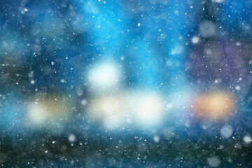 Obraz premium abstract blue background snow snowflakes, new year, glow design