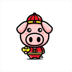 cute pig character vector design